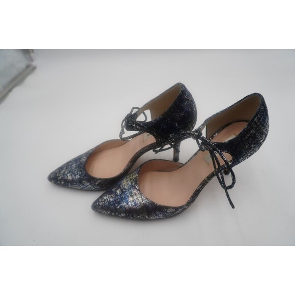 LK Bennett London Fauna Metallic Crackle Leather Suede Pointy Toe Pump Heel 39.5 - Picture 8 of 13